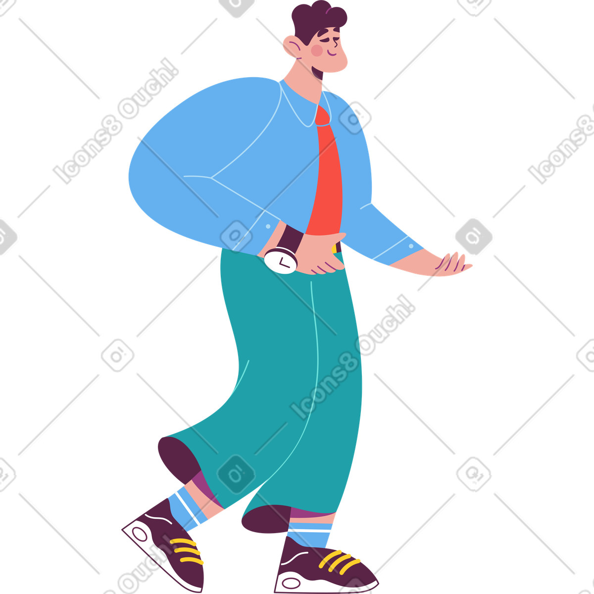 Ilustración Hombre sosteniendo algo en estilo Sammy a descargar en PNG y SVG