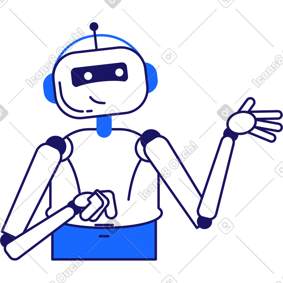 Robot explains illustrazione in stile Matey scarica in PNG, SVG