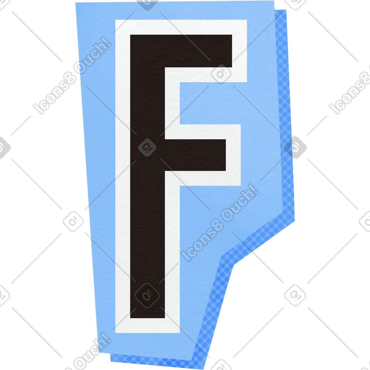 Ilustración Collage capital letter f en estilo Paper Cut a descargar en PNG y SVG