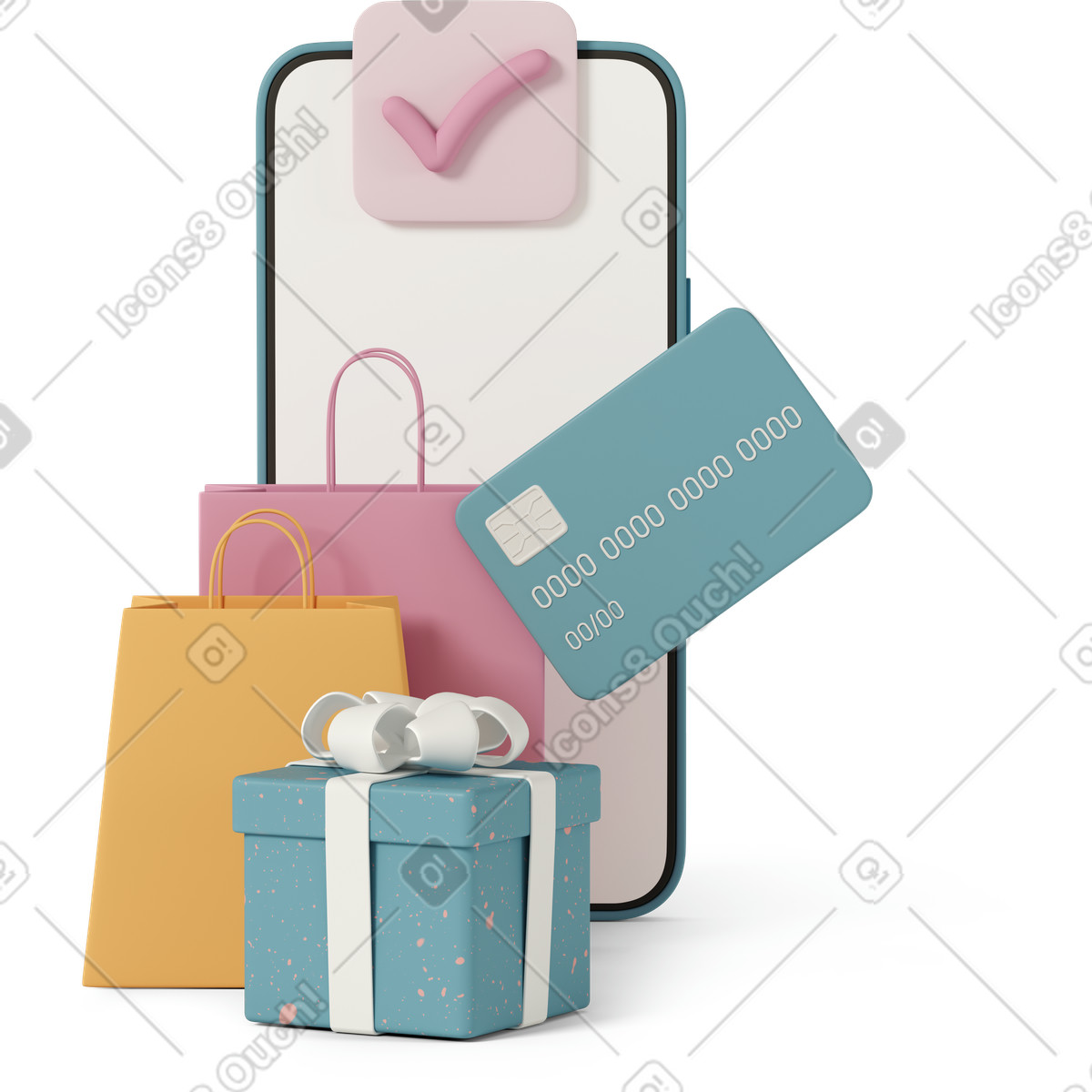 3D Casual life 스타일의 Online shopping 일러스트레이션 PNG, SVG 다운로드