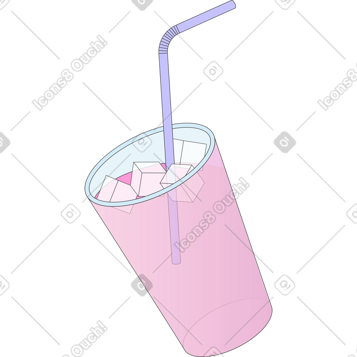 Bicchiere con un drink e una cannuccia illustrazione in stile Kit scarica in PNG, SVG