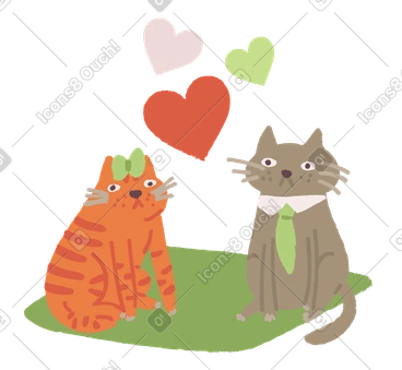Cats in love showing affection PNG, SVG