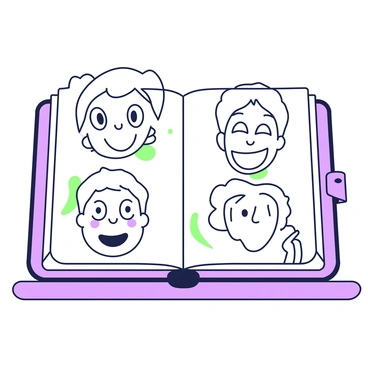 An open sketchbook lies on a flat surface, displaying various Loomis-style illustrations. The pages are filled with detailed sketches of different facial expressions. On one page, there is a sketch of a surprised face with wide eyes and raised eyebrows. Next to it, another sketch shows a happy face with a broad smile and slightly squinted eyes. On a separate page, there is an illustration of a thoughtful expression with a hand resting on the chin. Each drawing features intricate line work that emphasizes the unique characteristics of the expressions, showcasing the skillful technique typical of Loomis-style illustrations.