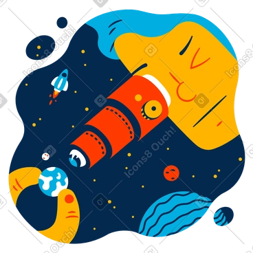 Astronomer exploring the earth through telescope animated illustration in GIF, Lottie (JSON), AE