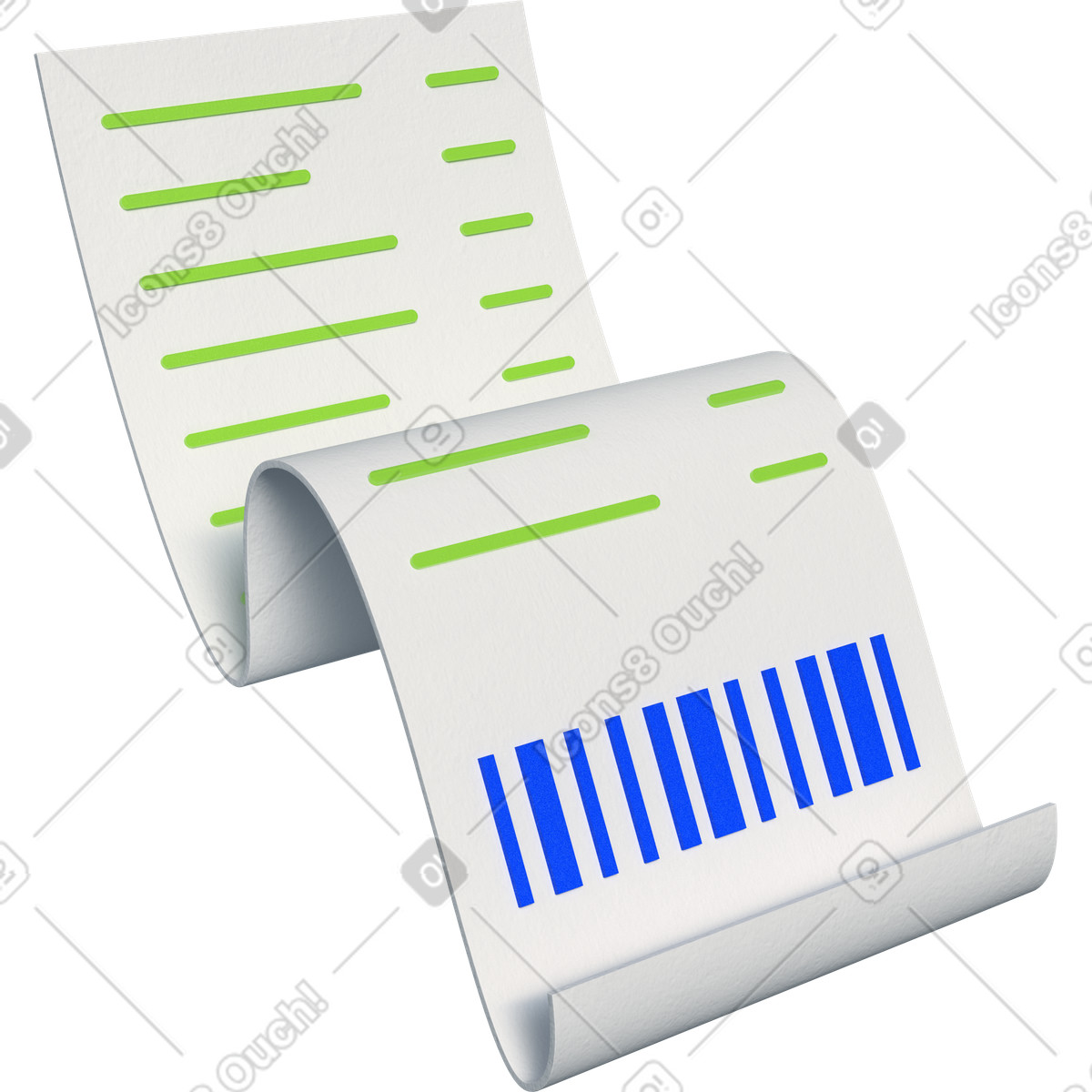 Receipt documentation illustration clipart in PNG, SVG, GIF for financial records