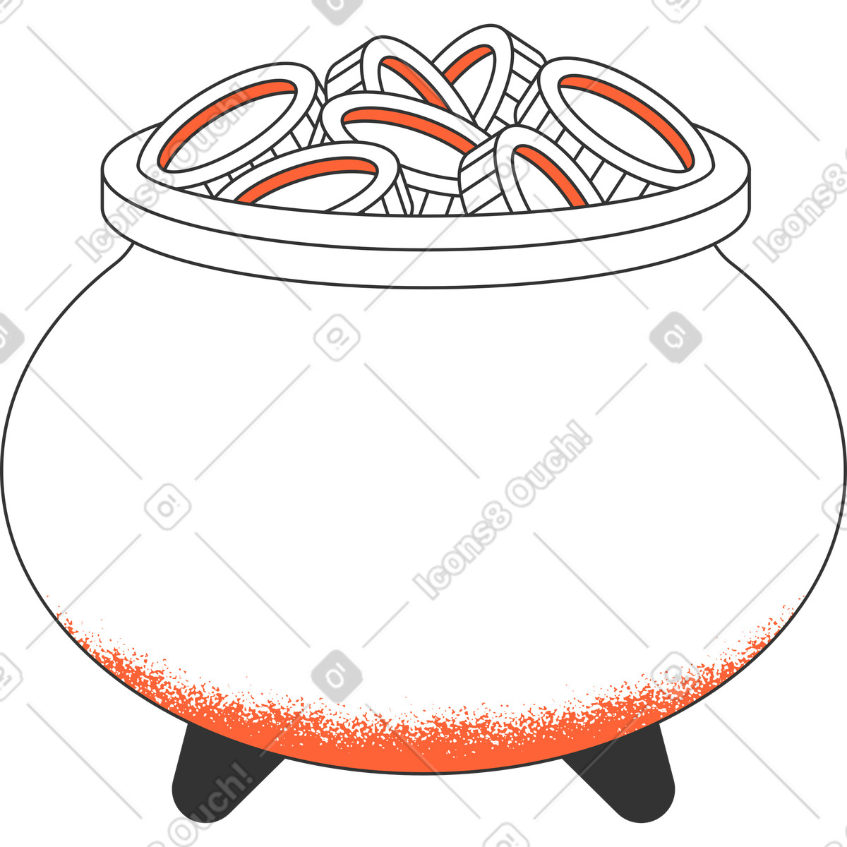 Pot with coins illustration in Crayon style download in PNG, SVG