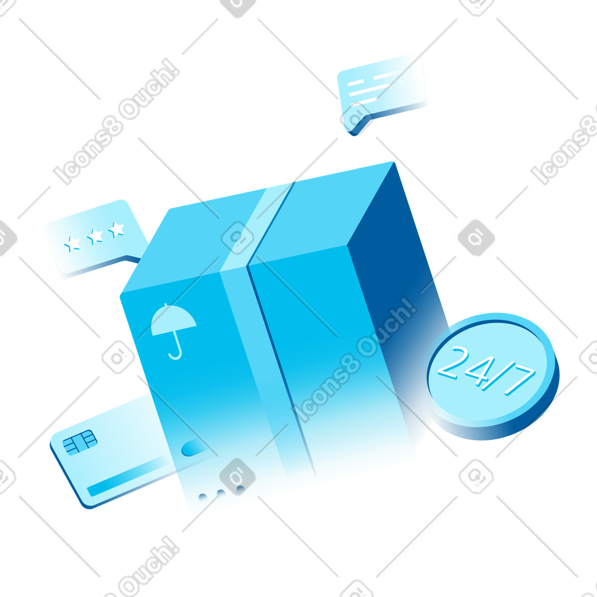 Ilustración Round the clock product delivery, Online shopping and shipping fulfillment en estilo Icy a descargar en PNG y SVG