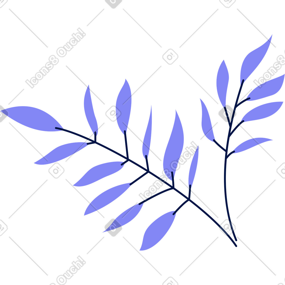 Ilustración Ramita con hojas en estilo Glow a descargar en PNG y SVG