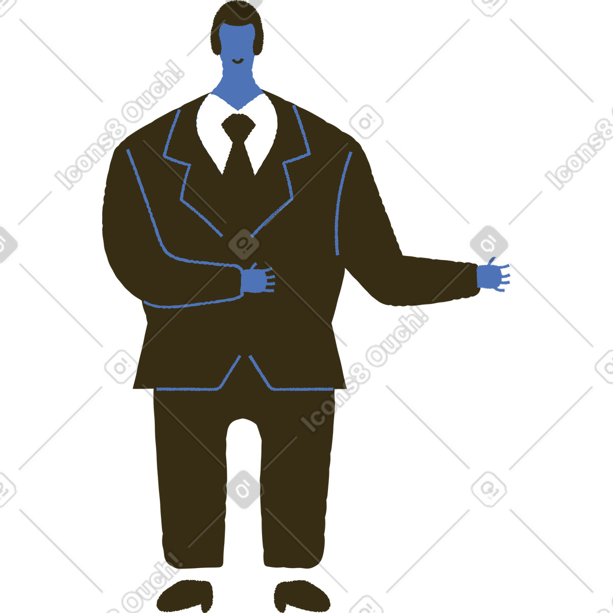 Ilustração de Man with blue skin in black suit em no estilo Bermuda para baixar em PNG, SVG