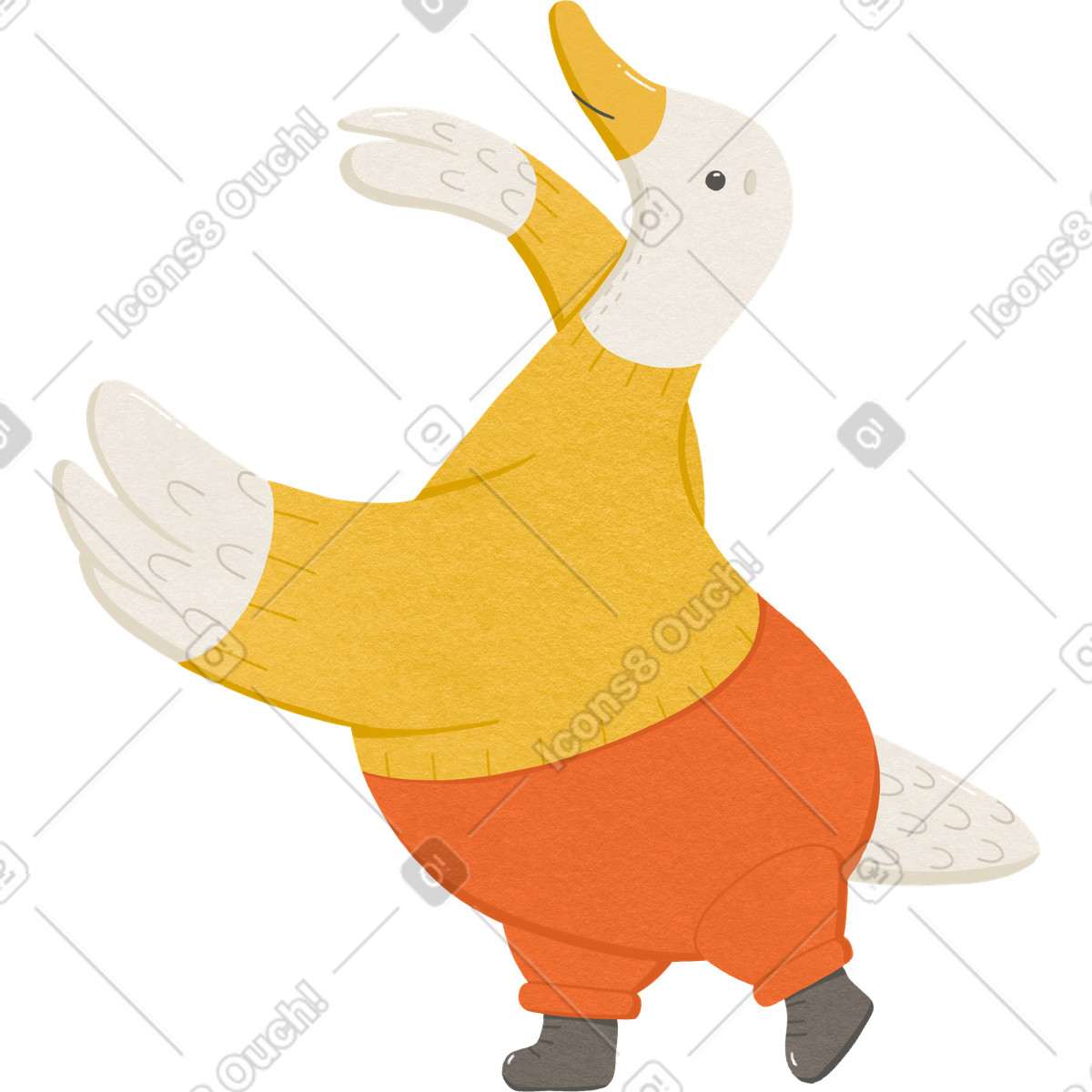 Ilustração de Goose in a yellow sweater and red pants em no estilo para baixar em PNG, SVG