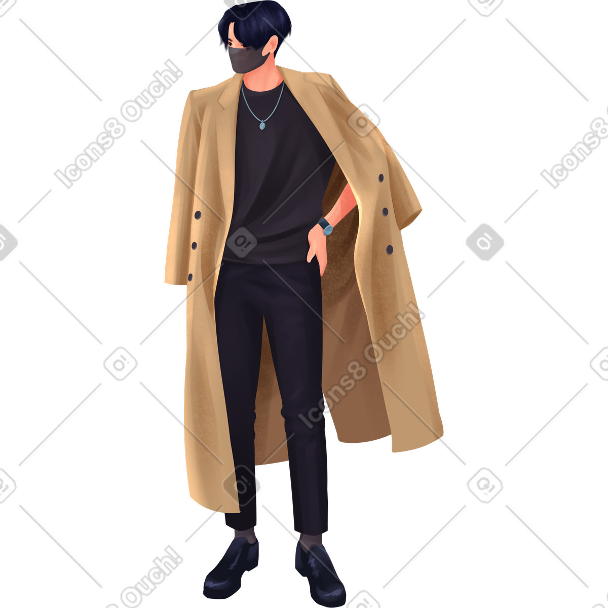 下载 Demure 风格的 时尚服装的年轻人 插画，支持 PNG、SVG 格式