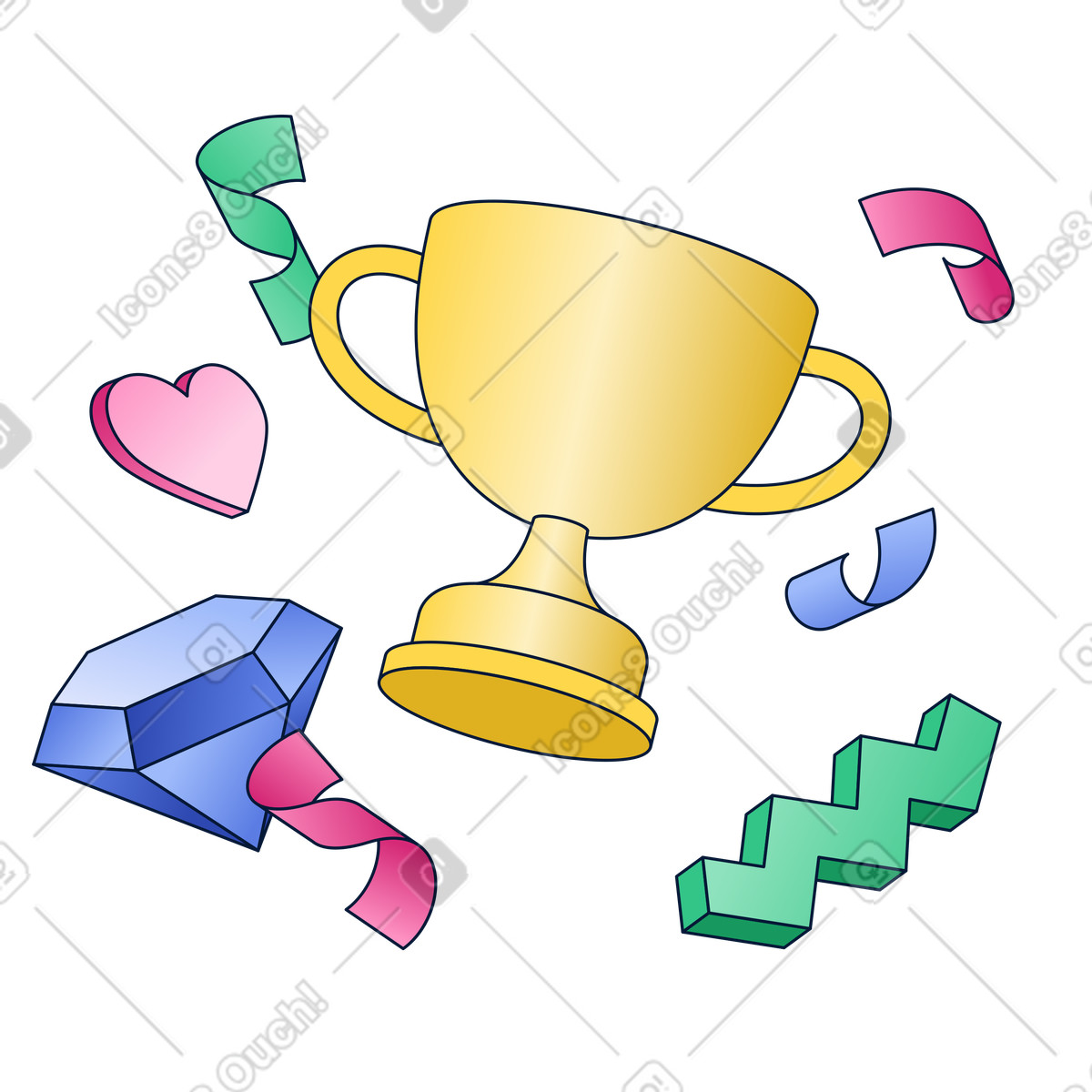 Illustration Succès, victoire, accomplissement, prix dans le style Neat à télécharger aux formats PNG, SVG