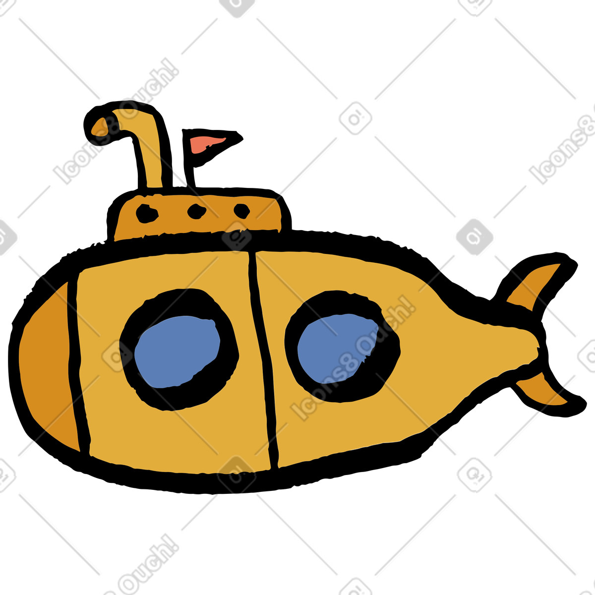 Sottomarino illustrazione in stile Scandi scarica in PNG, SVG
