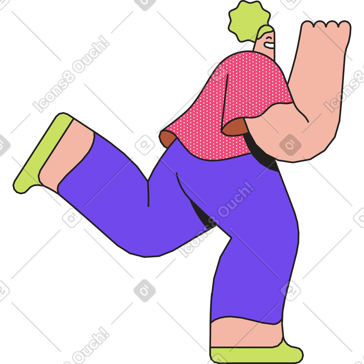 Ilustração de Menina levantou a perna em no estilo Dazzle para baixar em PNG, SVG