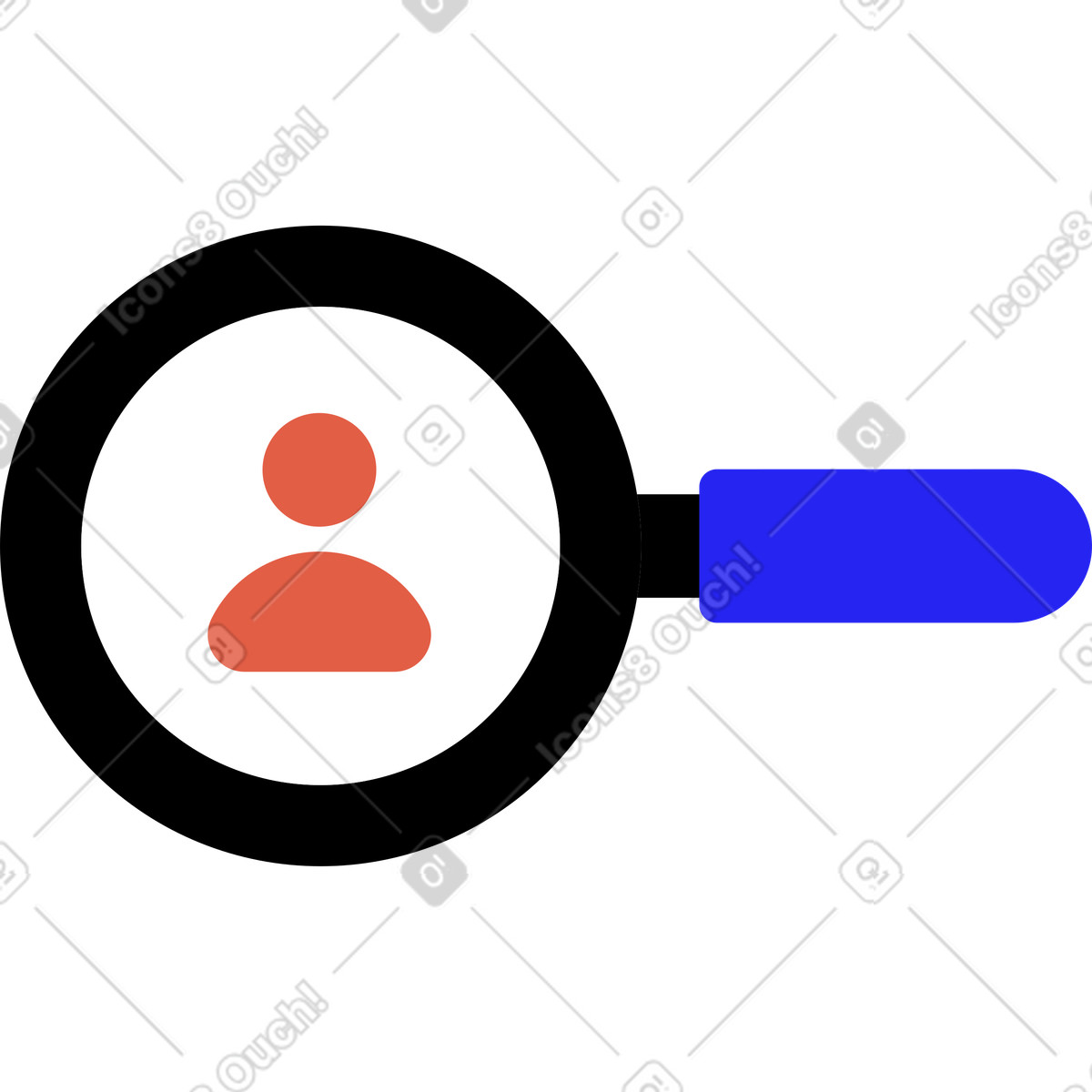 Lupe mit mann-symbol-Illustration im Flat-Stil als Download in PNG, SVG