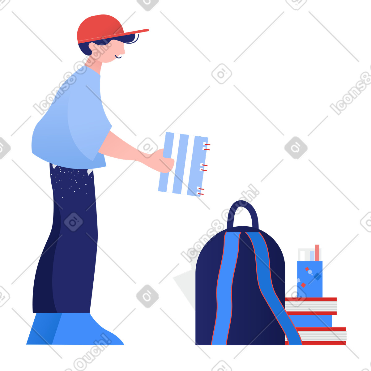 Prepararsi per la scuola illustrazione in stile Clip scarica in PNG, SVG