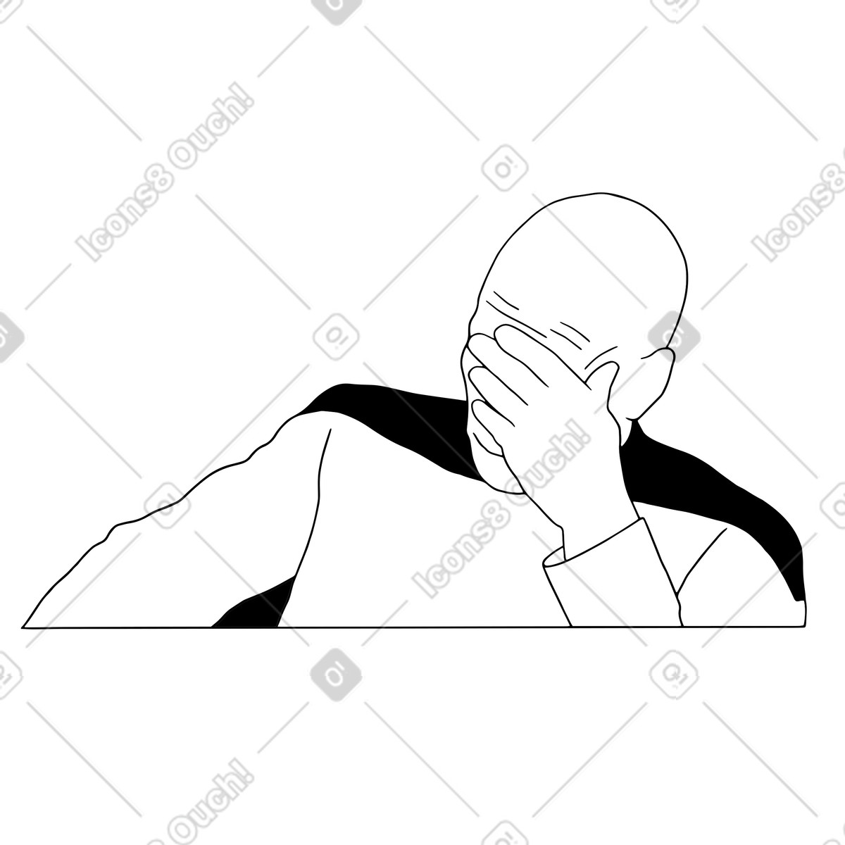 下载 Dudes 风格的 失望的男人做捂脸手势 插画，支持 PNG、SVG 格式