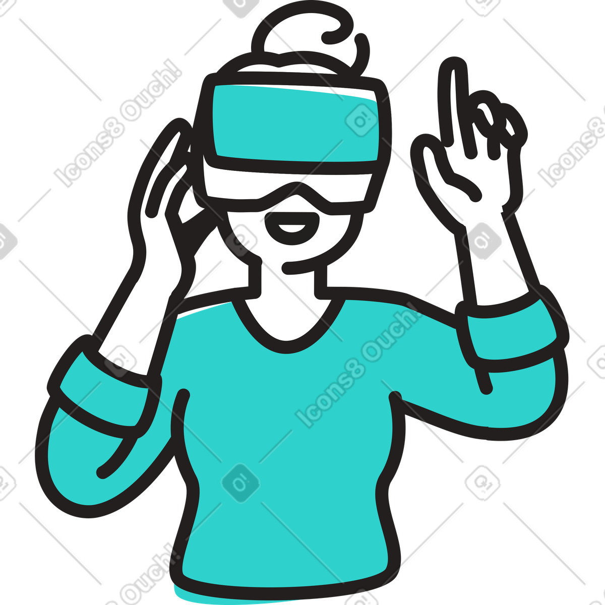 Ilustración Mujer con gafas de realidad virtual en estilo Little a descargar en PNG y SVG