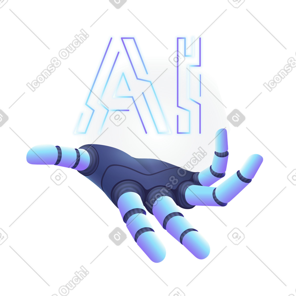 Robot hand displaying ai letters, Artificial intelligence technology and automation-Illustration im Isotech-Stil als Download in PNG, SVG