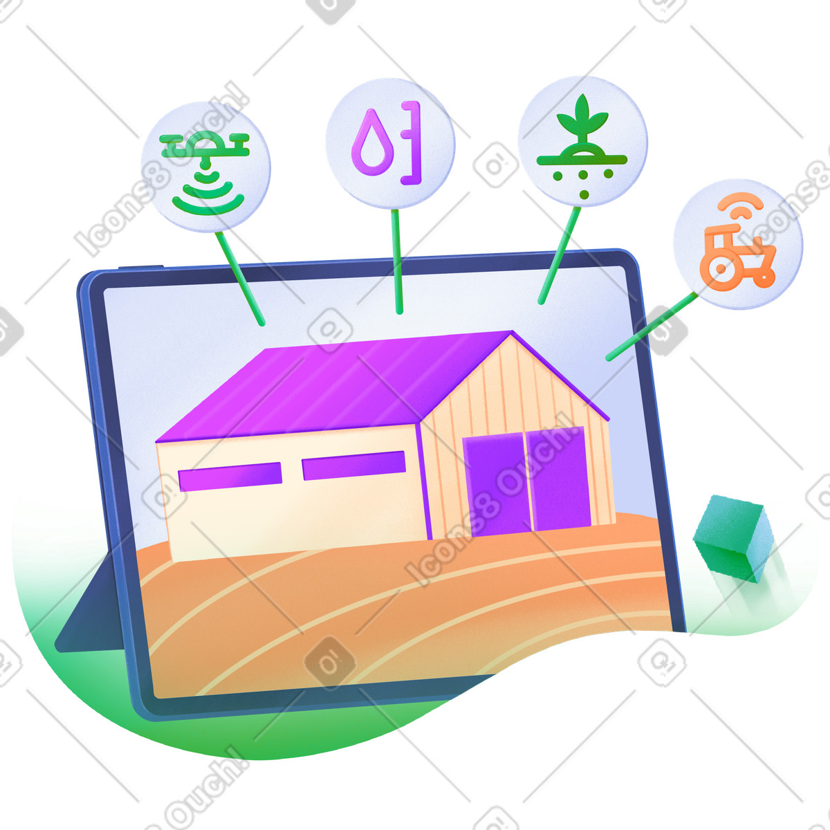 Moderne tecnologie agricole su tablet illustrazione in stile Smart scarica in PNG, SVG