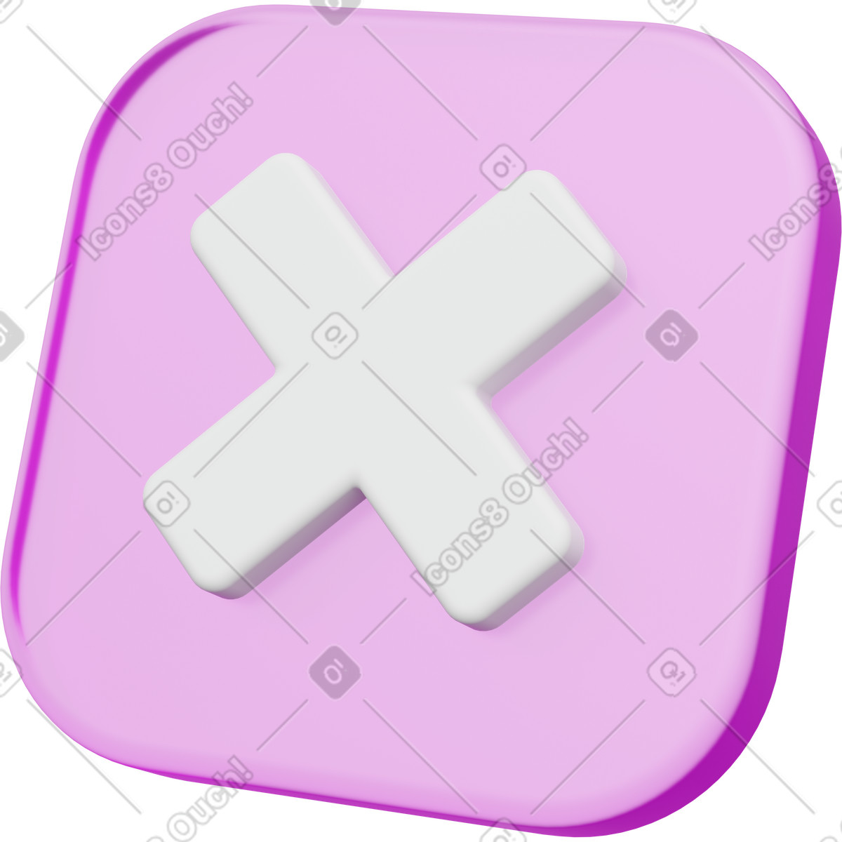 Cross icon, remove symbol, wrong and decline mark illustration in 3D Playful style download in PNG, SVG