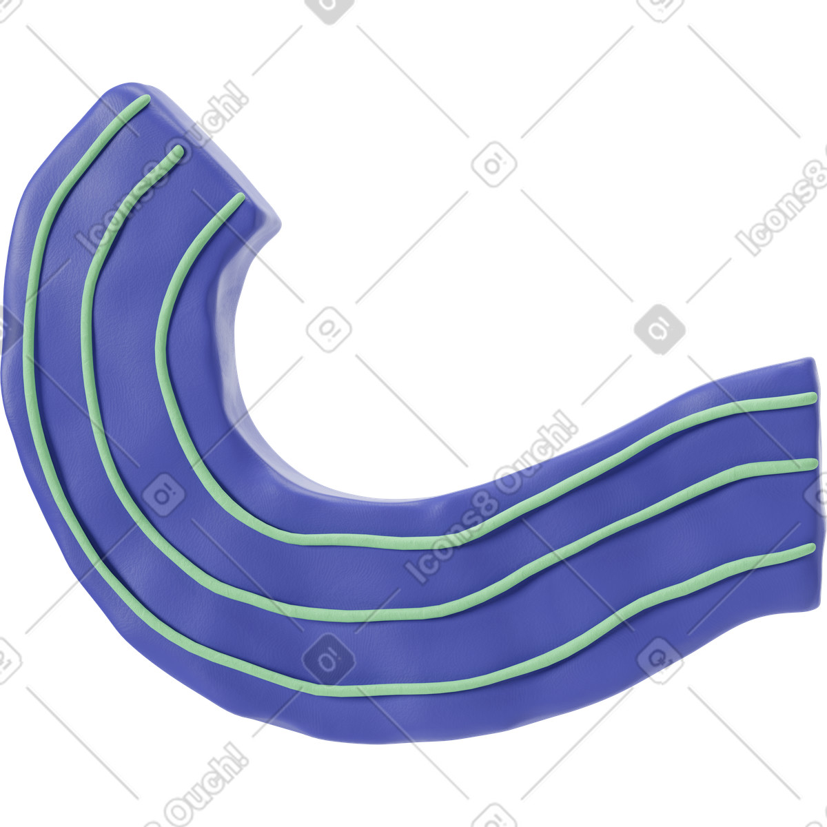 Ilustração de Braço em manga azul com listras verdes no estilo 3D Stripy para baixar PNG, SVG