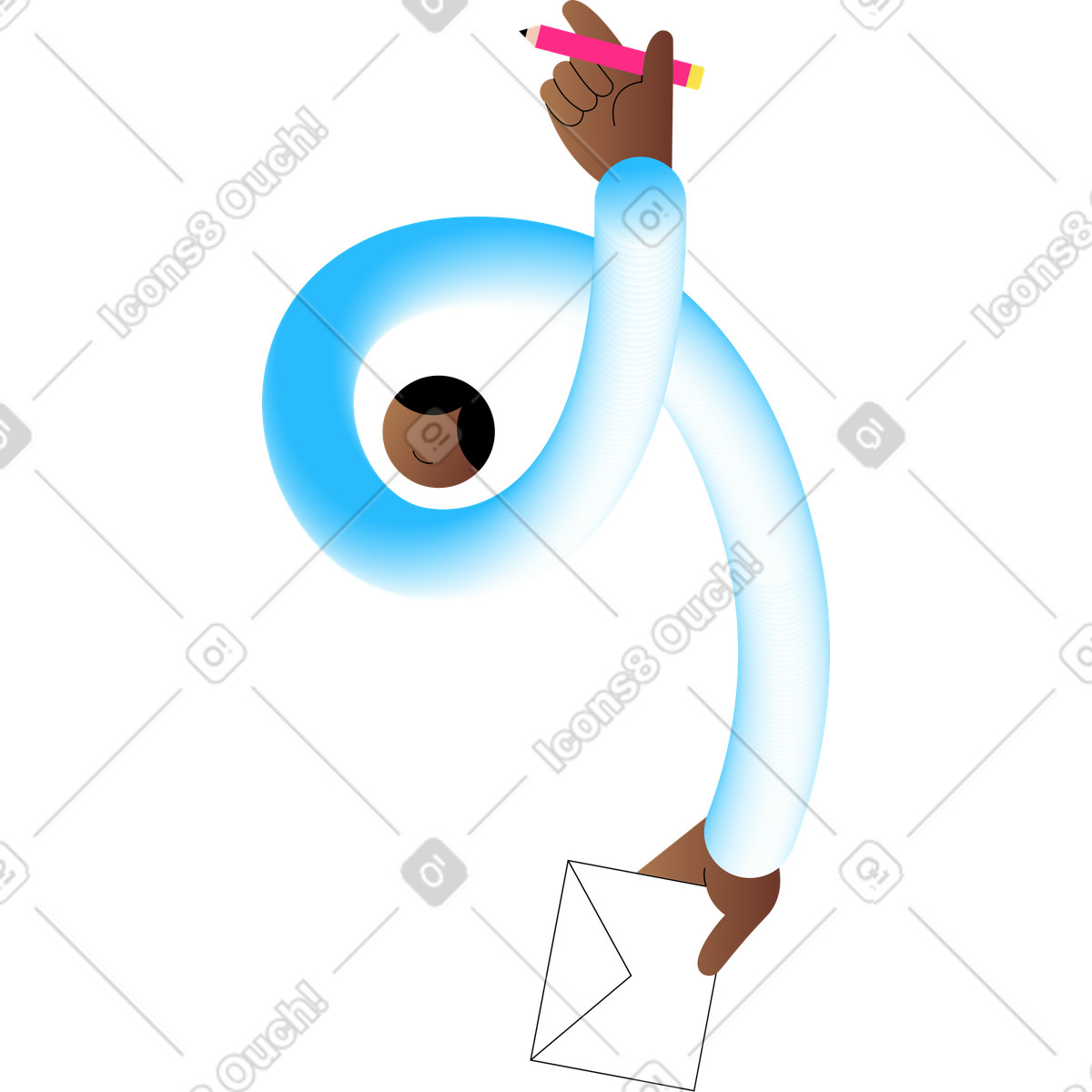 Ilustração de Homem com lápis e envelope em no estilo Knotty para baixar em PNG, SVG