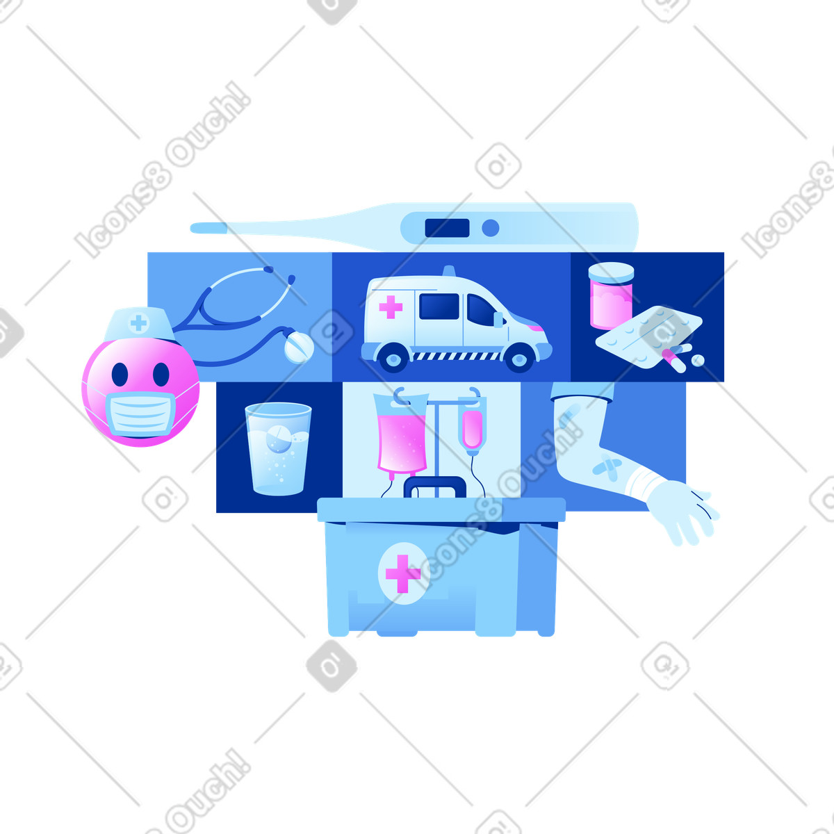Hospital and medical supplies for first aid illustration clipart PNG SVG GIF