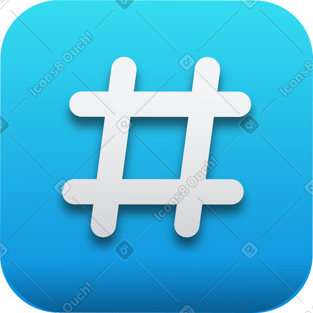 Ilustración Volumetric hashtag icon en estilo Glare a descargar en PNG y SVG