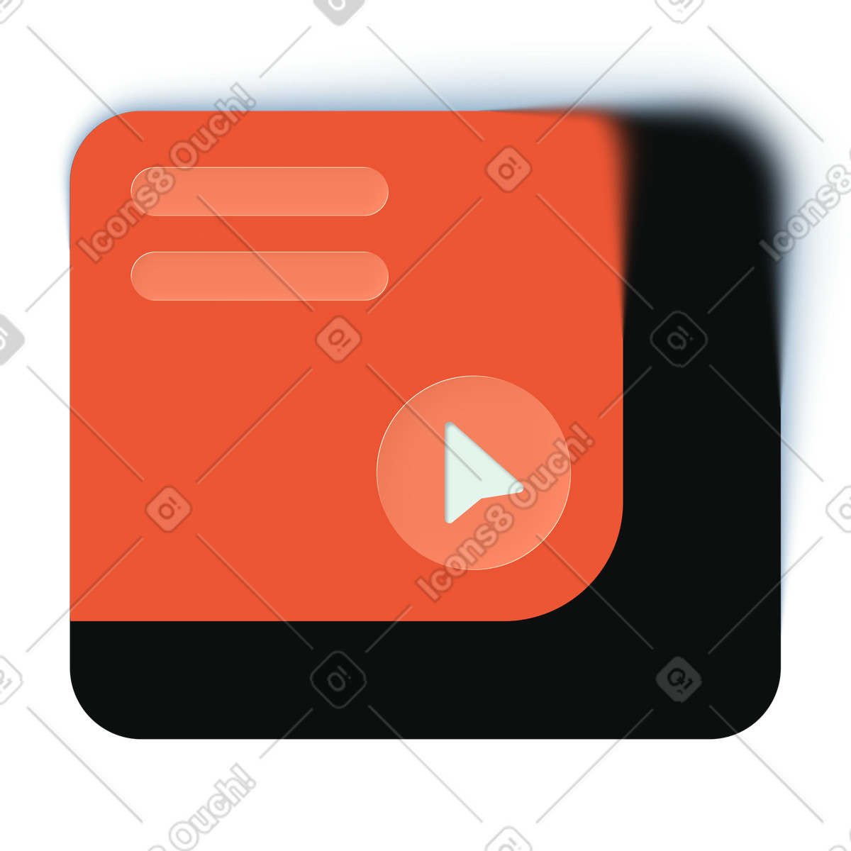 PNG、SVG 形式の コントロール付きストリーミング ウィジェット、アプリ インターフェース コンポーネント イラスト