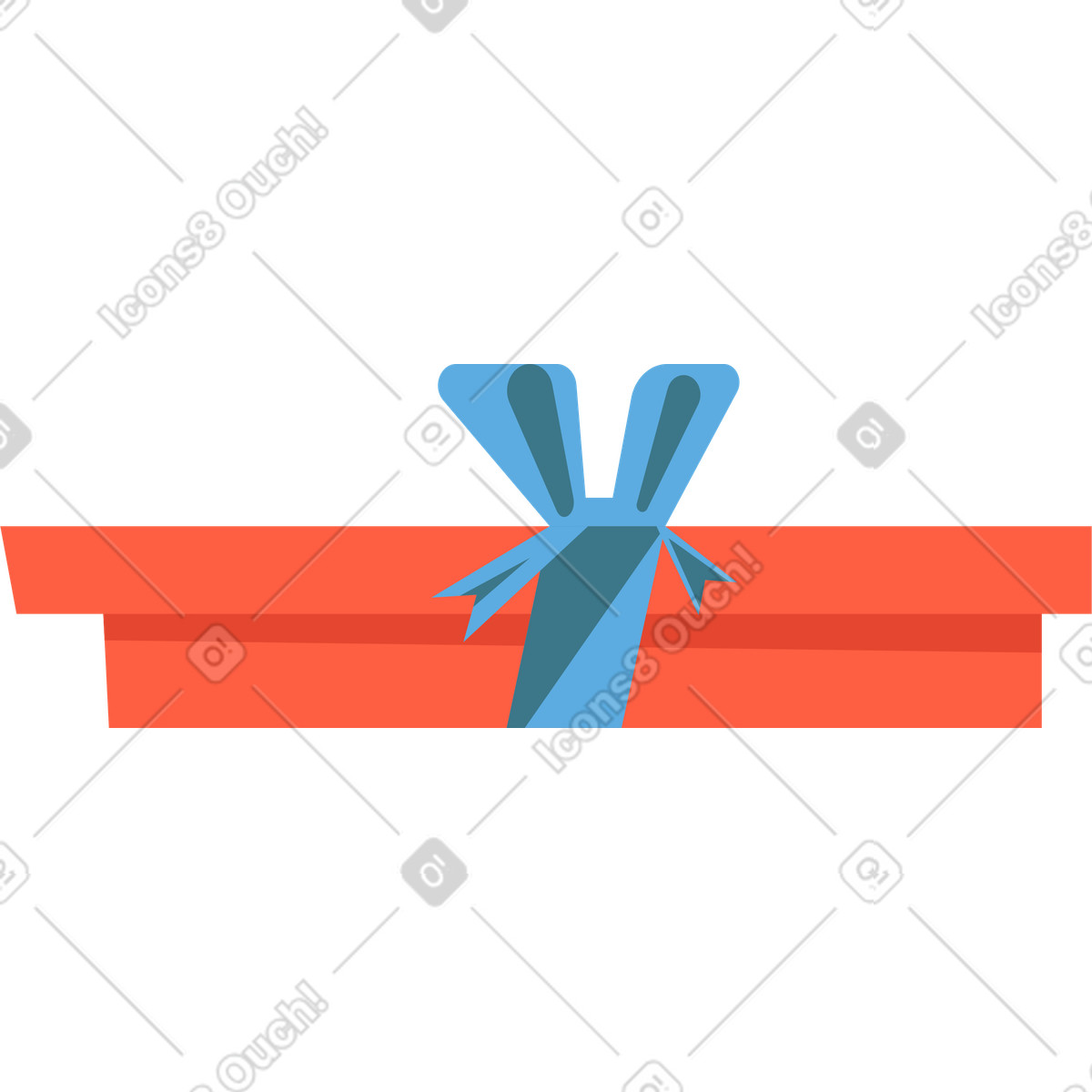 Ilustración Red box with blue bow en estilo Dizzy a descargar en PNG y SVG
