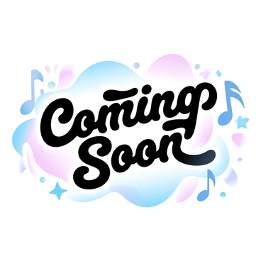 A vibrant flyer designed for an upcoming concert. The background features an array of gradient pastel colors blending seamlessly into each other. "Coming Soon" is prominently displayed in bold letters at the center of the flyer. Surrounding the text are musical notes in various sizes and colors, adding a sense of rhythm and excitement. Decorative elements like stars and abstract shapes enhance the lively atmosphere of the flyer.