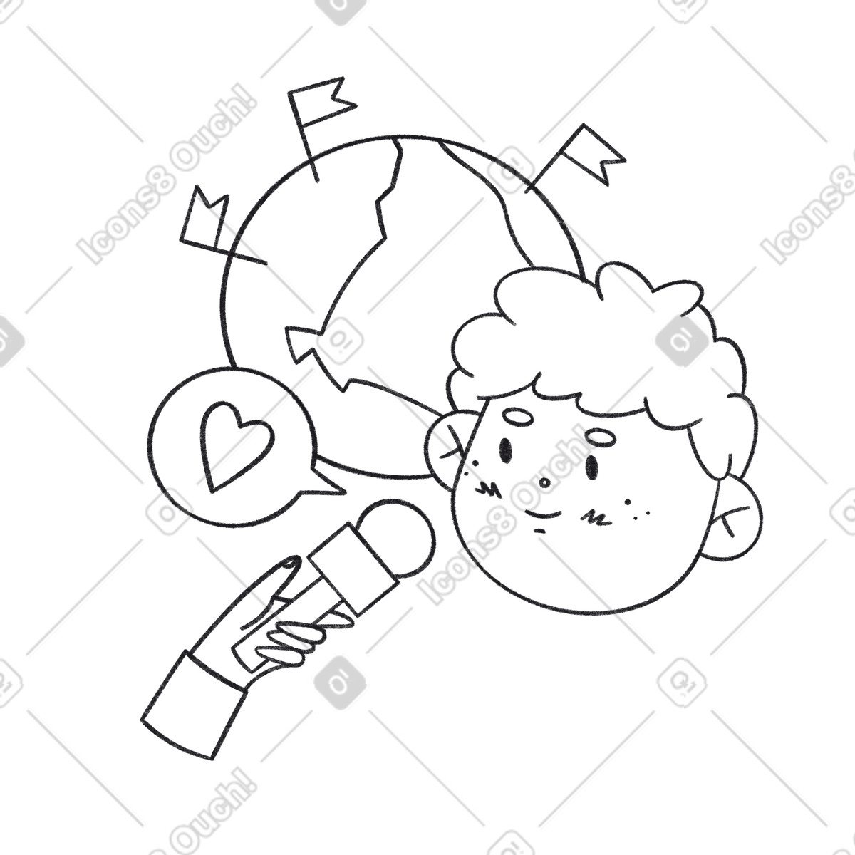 下载 Bonbon Line 风格的 旅行者接受采访 插画，支持 PNG、SVG 格式
