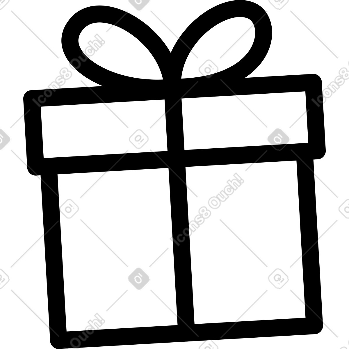 Ilustração de Gift box silhouette with ribbon crossed over square shape em no estilo Notion Line Art para baixar em PNG, SVG