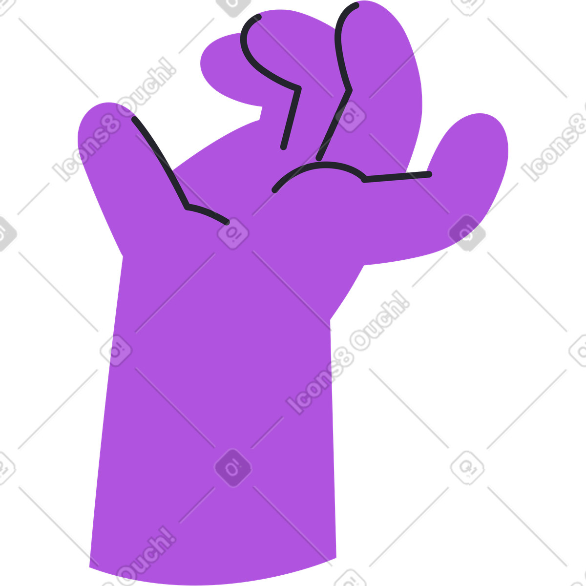 Dark purple zombie arm illustration in Grapy style download in PNG, SVG