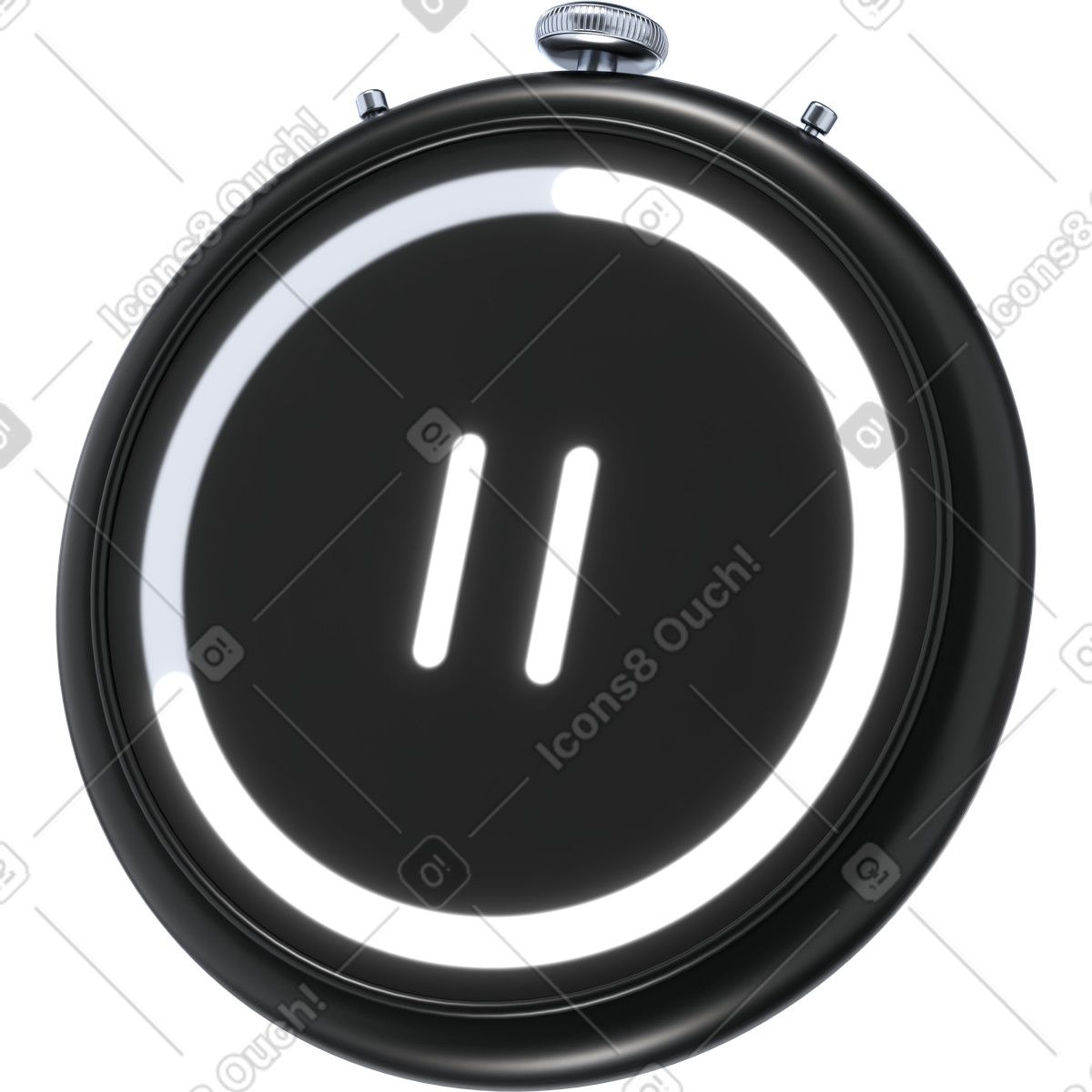 Stopwatch with glowing pause icon indicating temporary activity suspension illustration in 3D Pro style download in PNG, SVG