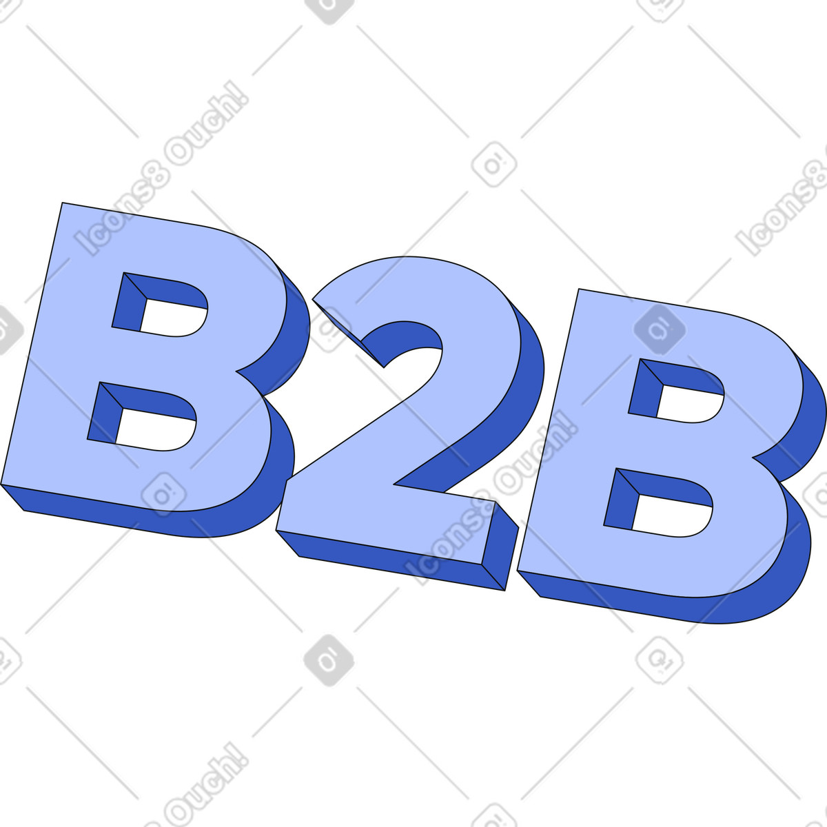 Lettering b2b text-Illustration im Techny-Stil als Download in PNG, SVG