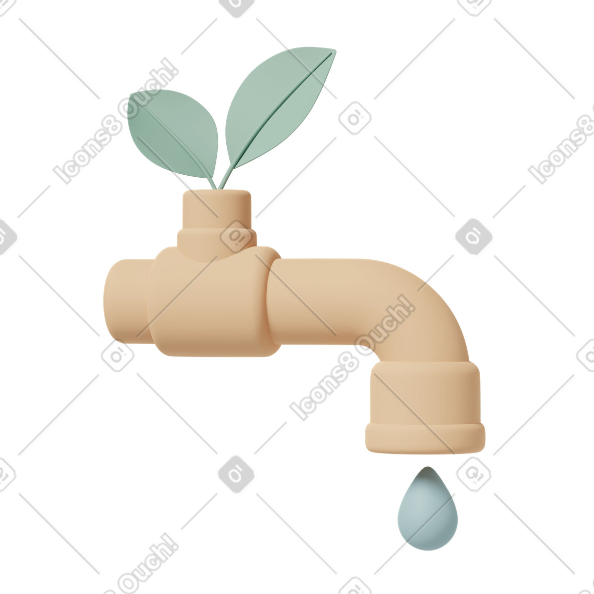 Ecology water illustration in 3D Casual life style download in PNG, SVG