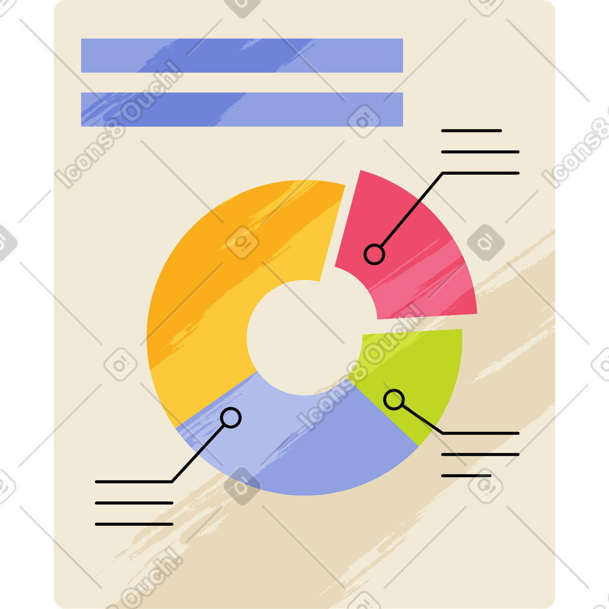 Finestra del grafico a torta illustrazione in stile Juicy scarica in PNG, SVG