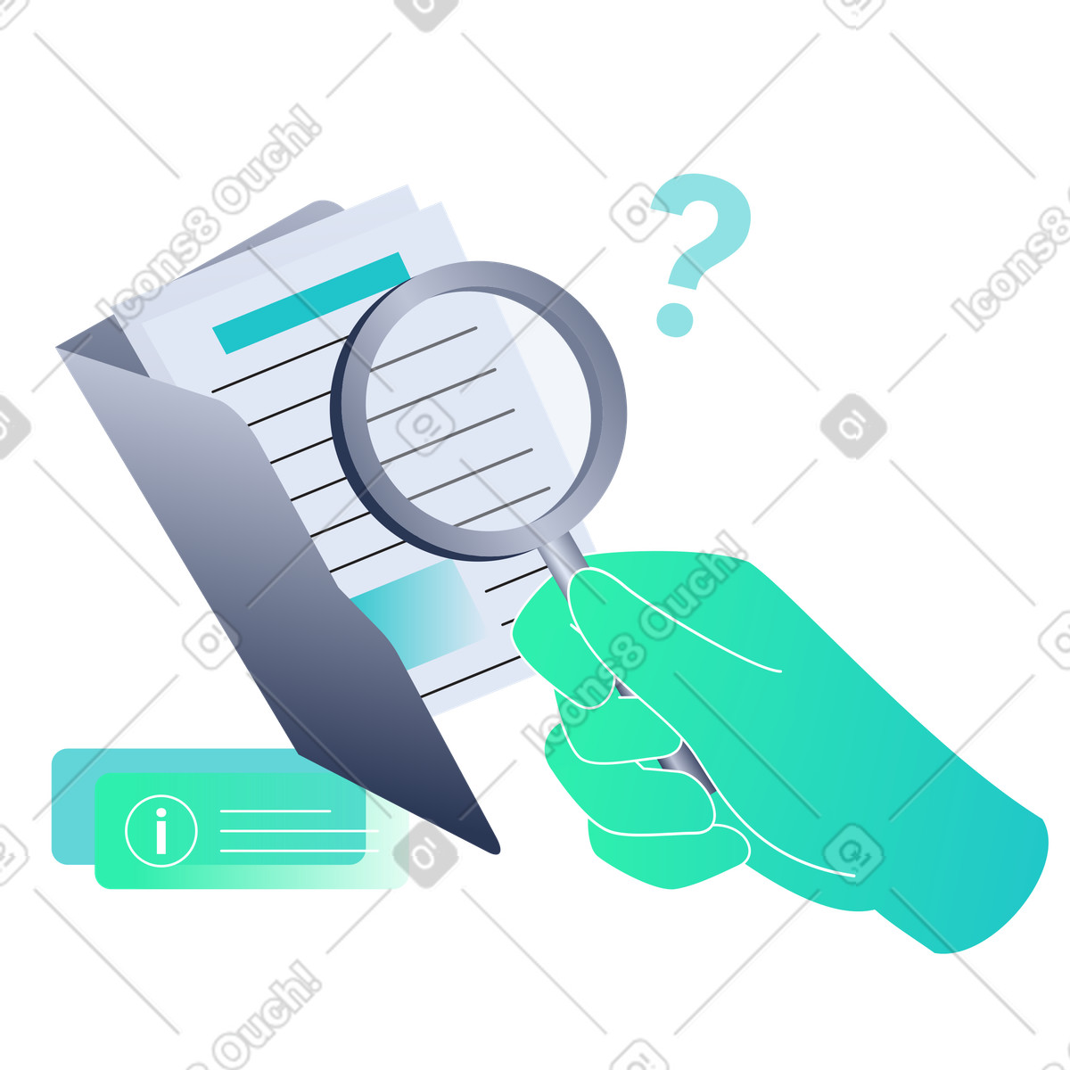 Searching for information in a document folder animated illustration in GIF, Lottie (JSON), AE