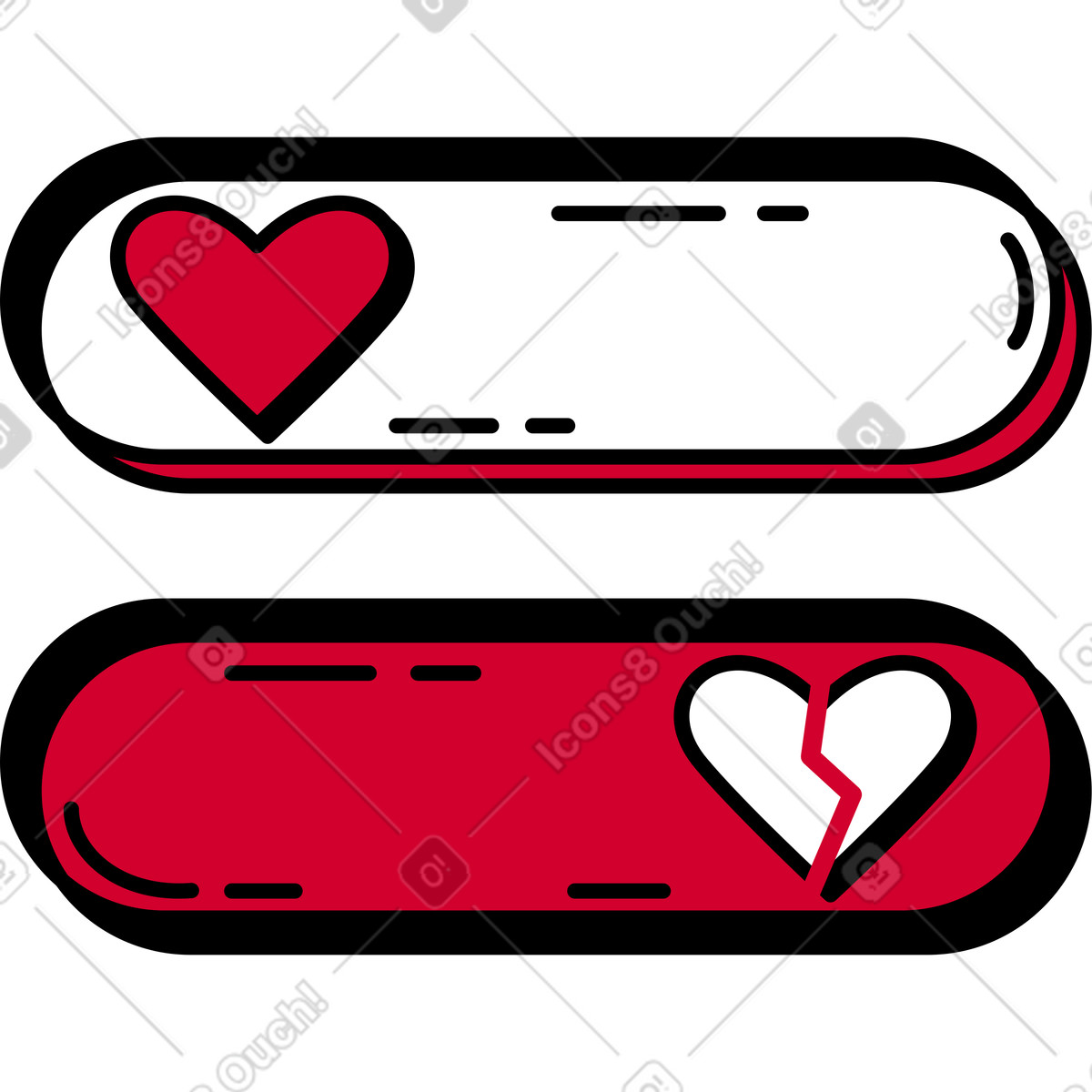 Toggle buttons illustration in Ruby style download in PNG, SVG