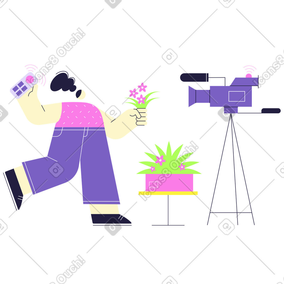 Video blog sulle piante illustrazione in stile Mellow scarica in PNG, SVG