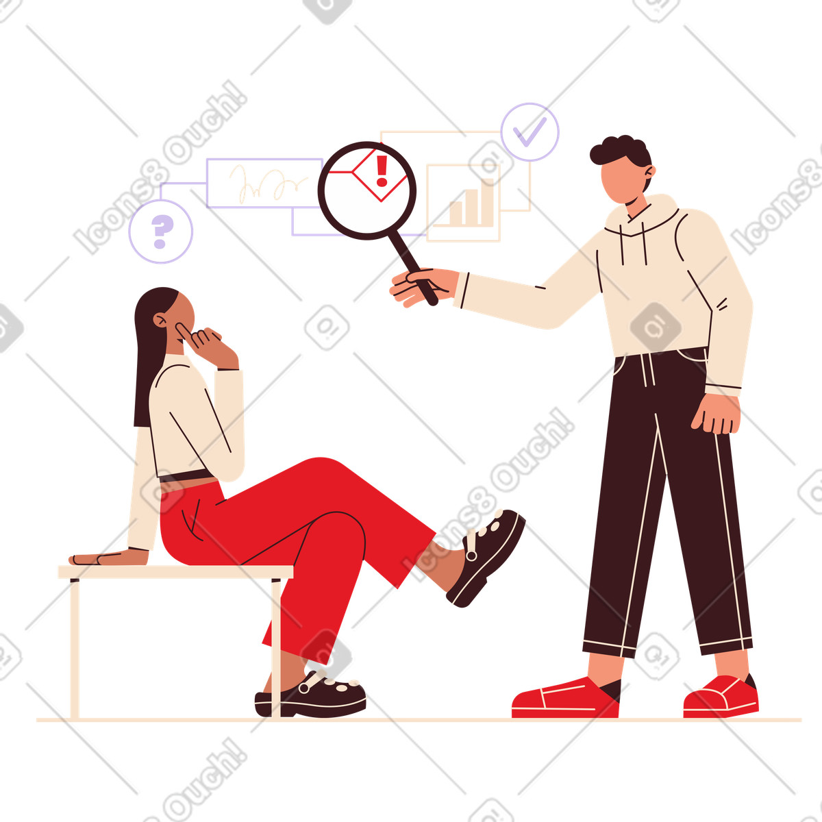 Project manager che conduce la revisione delle prestazioni illustrazione in stile Folks scarica in PNG, SVG