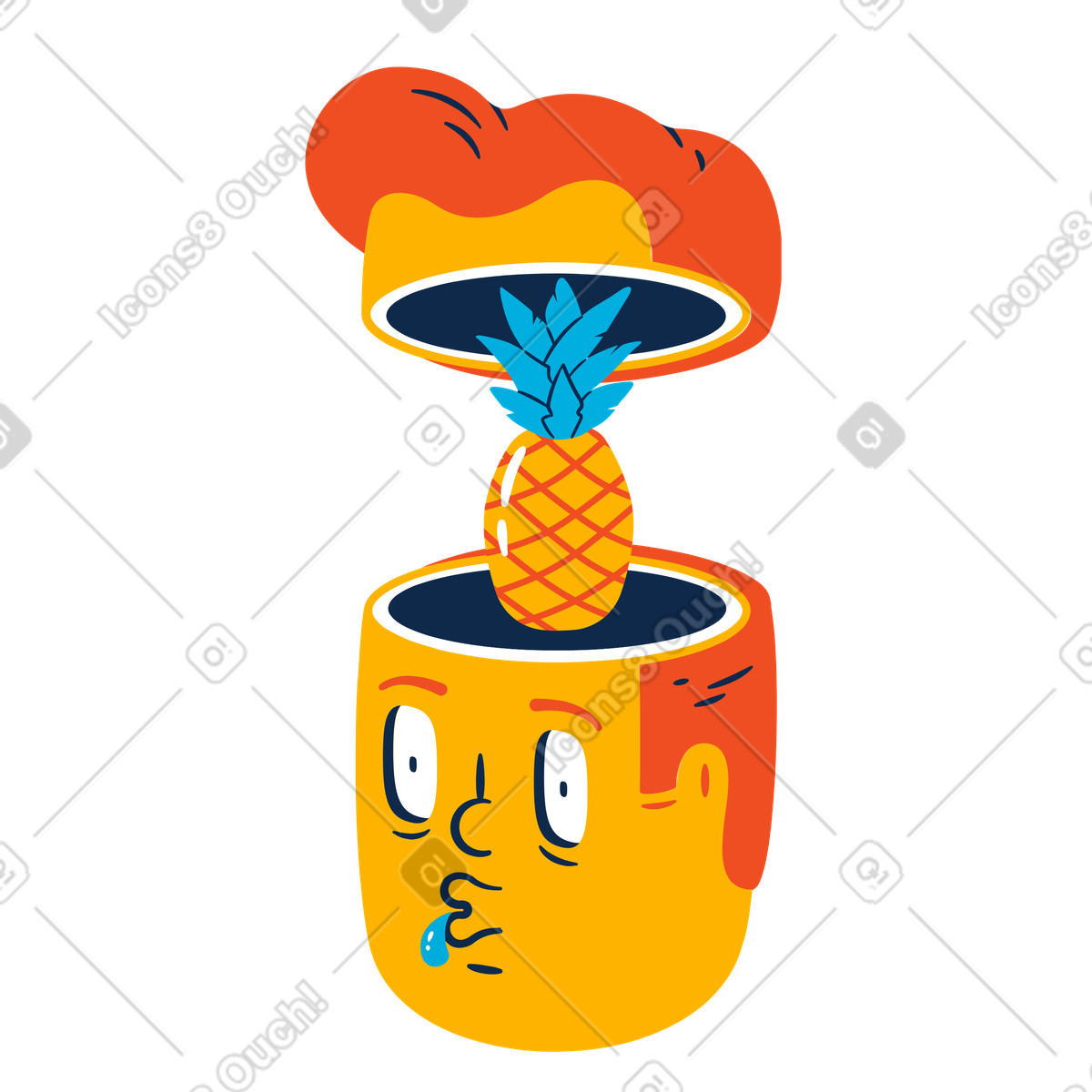 Illustration Homme pensant à l'ananas dans le style Flame télécharger aux formats PNG, SVG