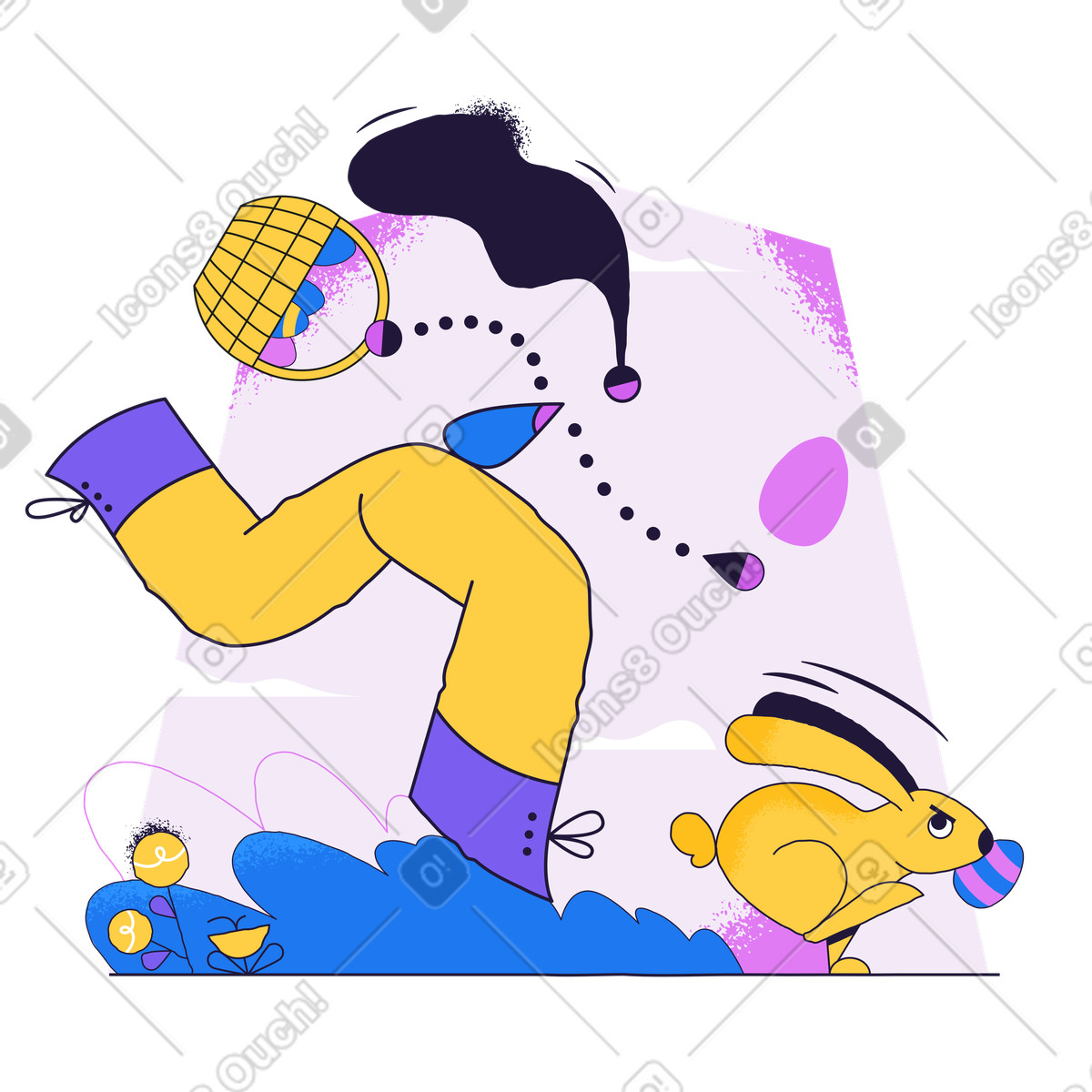 Easter egg hunt illustration in Conifer style download in PNG, SVG