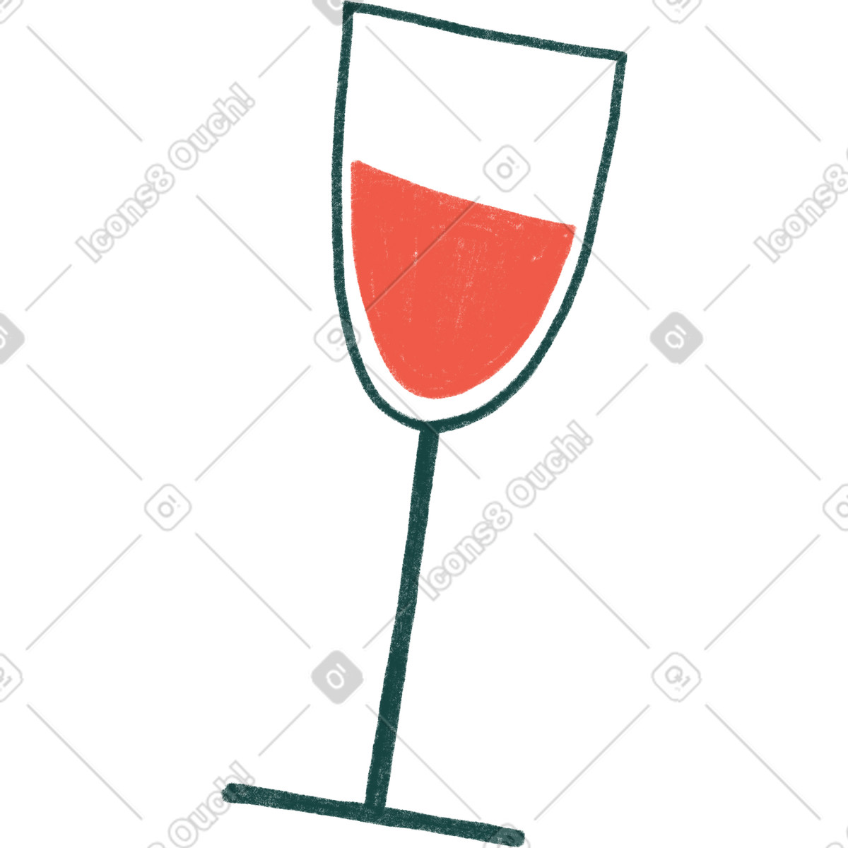 Glass of red wine illustration in Tutti style download in PNG, SVG