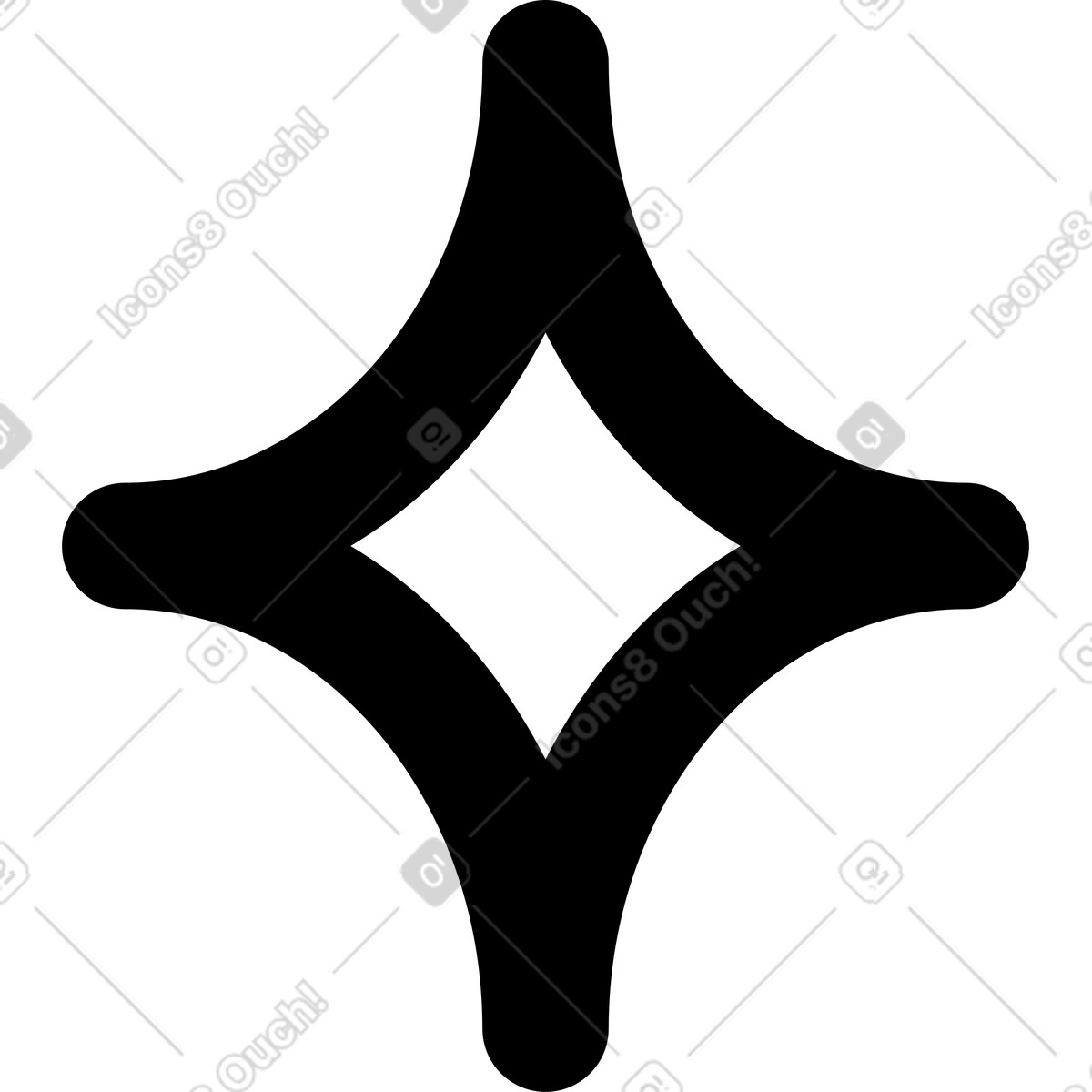 Spark diamond shape minimal geometric symbol with curved edges-Illustration im Notion Line Art-Stil als Download in PNG, SVG