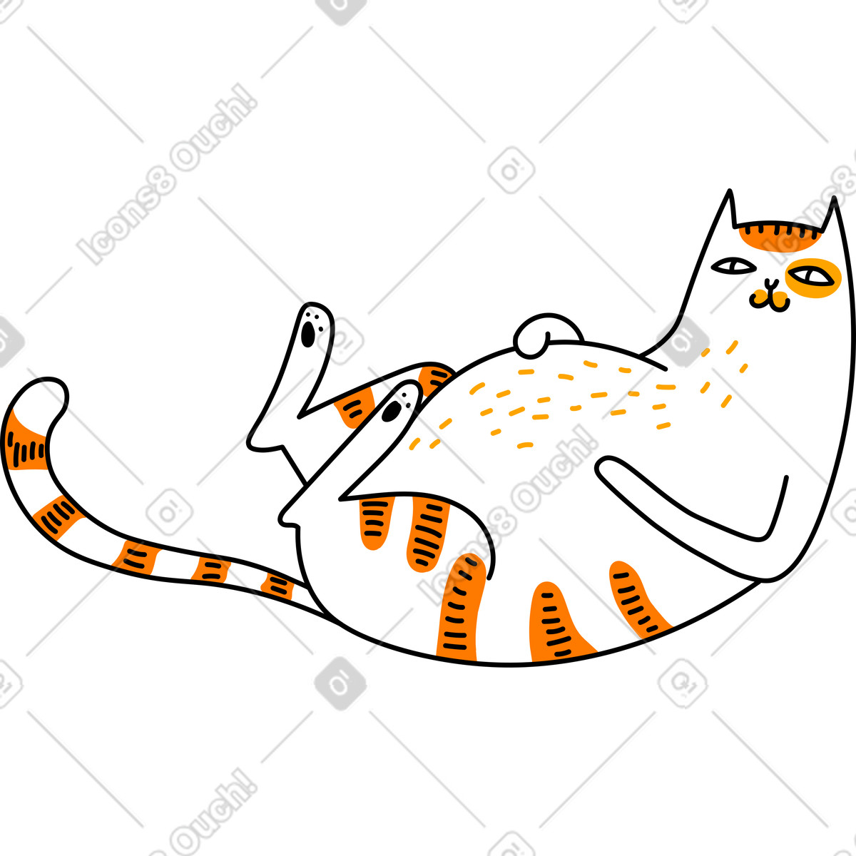 Ilustração de Gato bem alimentado em no estilo Purr para baixar em PNG, SVG