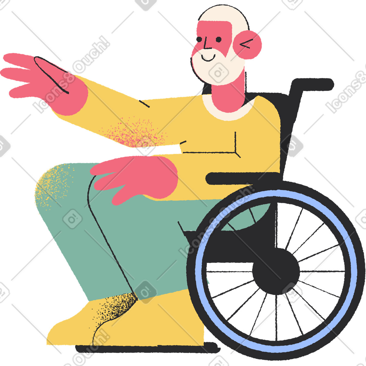 Man wheelchair illustration in Pablo style download in PNG, SVG