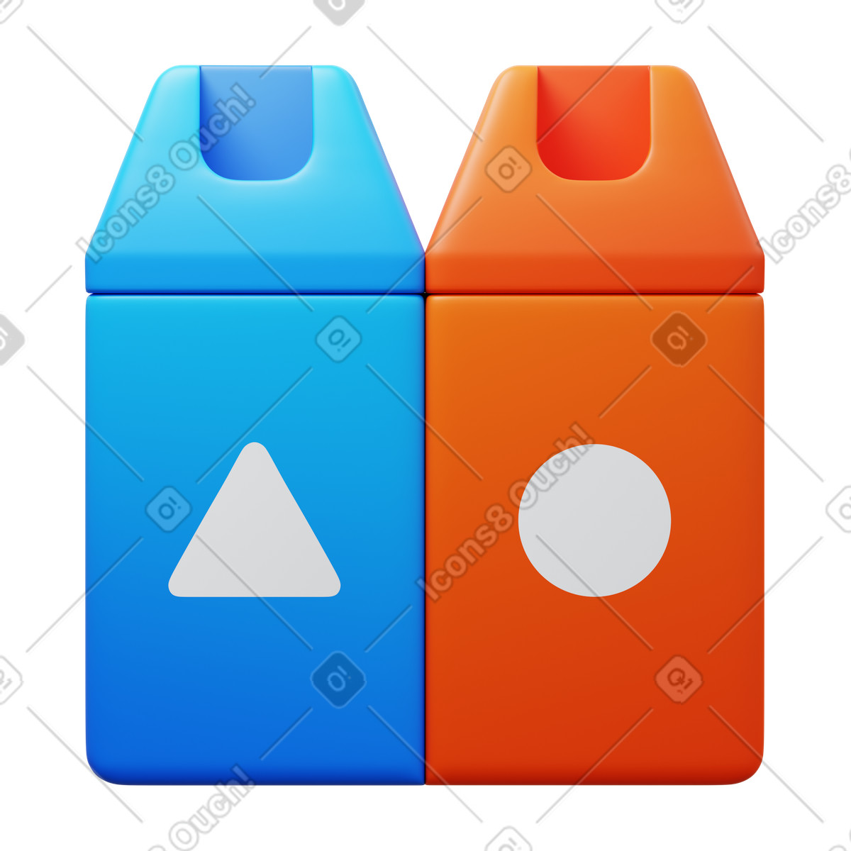 Waste separation illustration in 3D Fluency style download in PNG, SVG